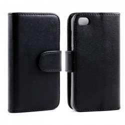iPhone 5C Simple Flip Leather Wallet Case (Black)